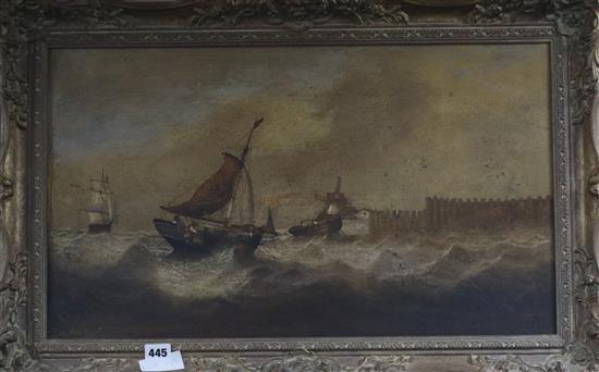 Collins Shipping on a rough sea 36 x 62cm.